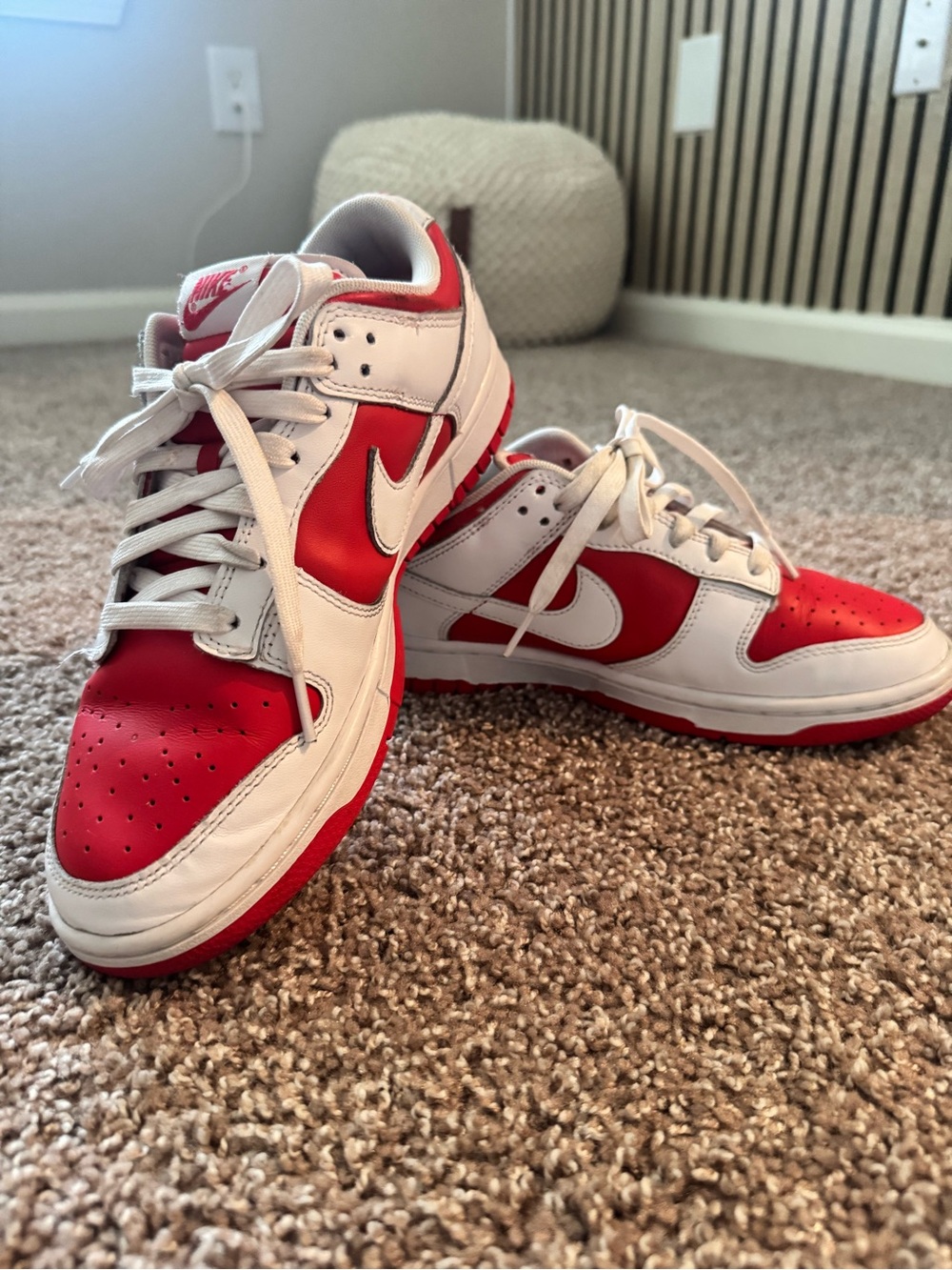 Men’s Red and White Low-Top Athletic Sneakers - Nike